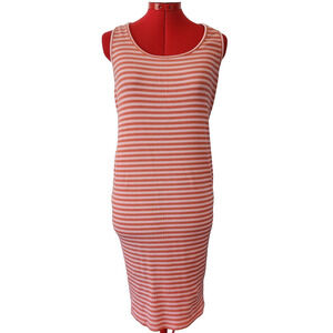 MOTHERHOOD MATERNITY Pink Striped Stretch Long TShirt Dress Knee Length Size XL